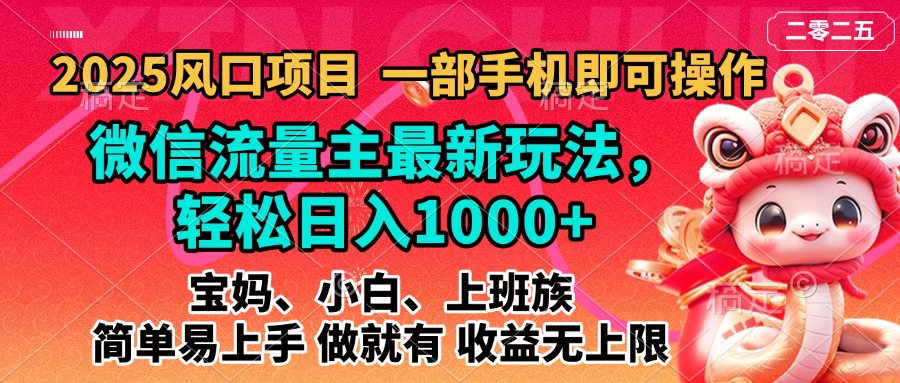 2025蓝海风口项目，微信流量主最新玩法，轻松日入1000+，简单易上手，做就有 收益无上限-星创网