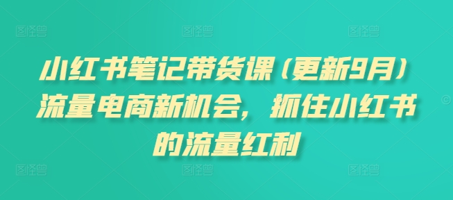小红书笔记带货课(更新25年5月)流量电商新机会，抓住小红书的流量红利-星创网